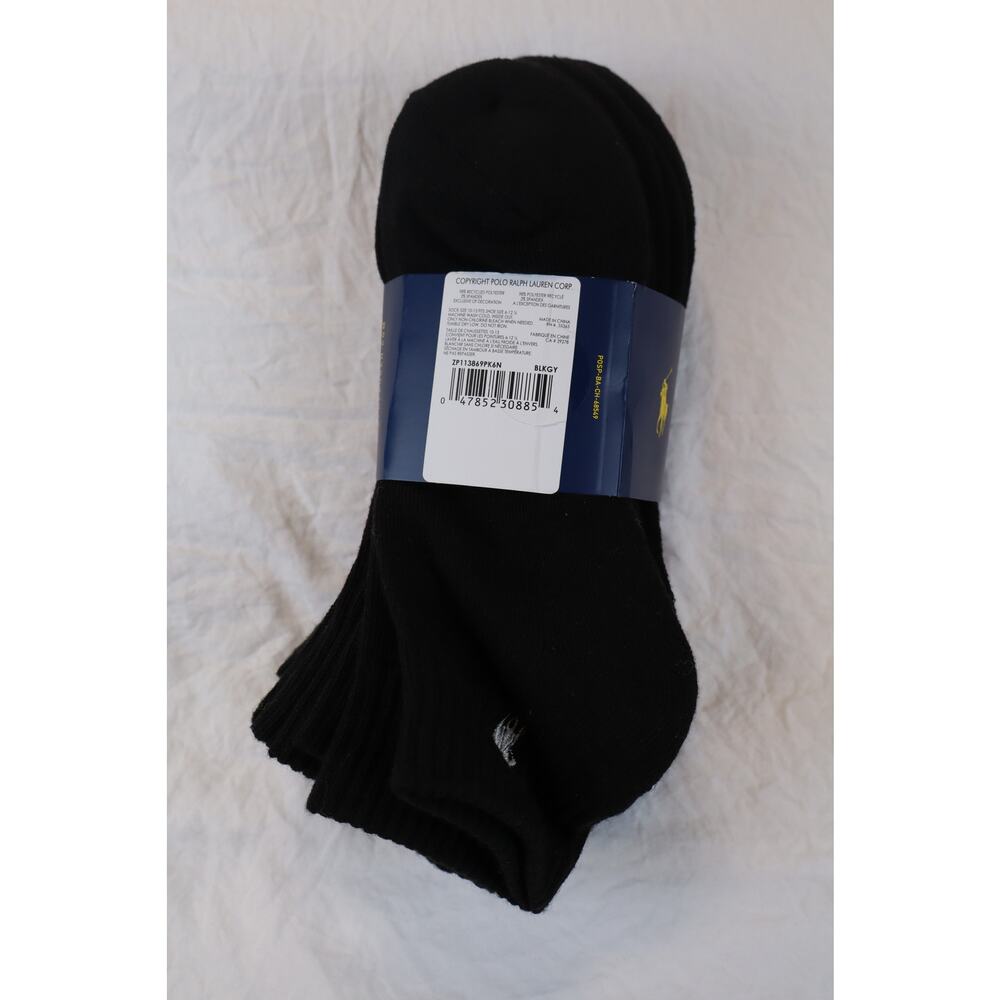 NEW Polo Ralph Lauren 6 Pairs Half Cushioned Sole Socks Black Men's Size 10-13 - Picture 2 of 4